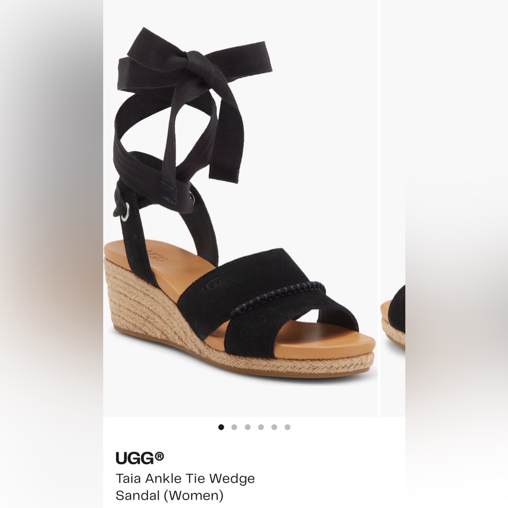 UGG Black Suede Wedge Sandals